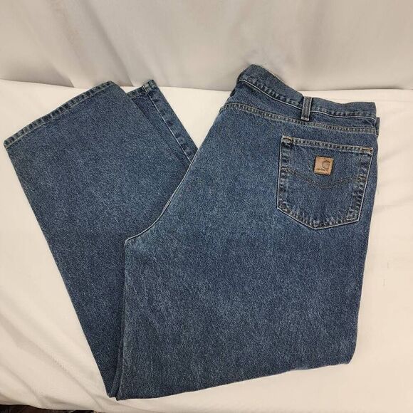 Carhartt Men's Size 50 x 32 Relaxed Fit Straight Leg Denim Blue Jeans R13 - Picture 9 of 10